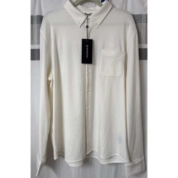 NWT Western Rise X Cotton Button Down Shirt Mens Large White Stretch Long Sleeve - Picture 1 of 12